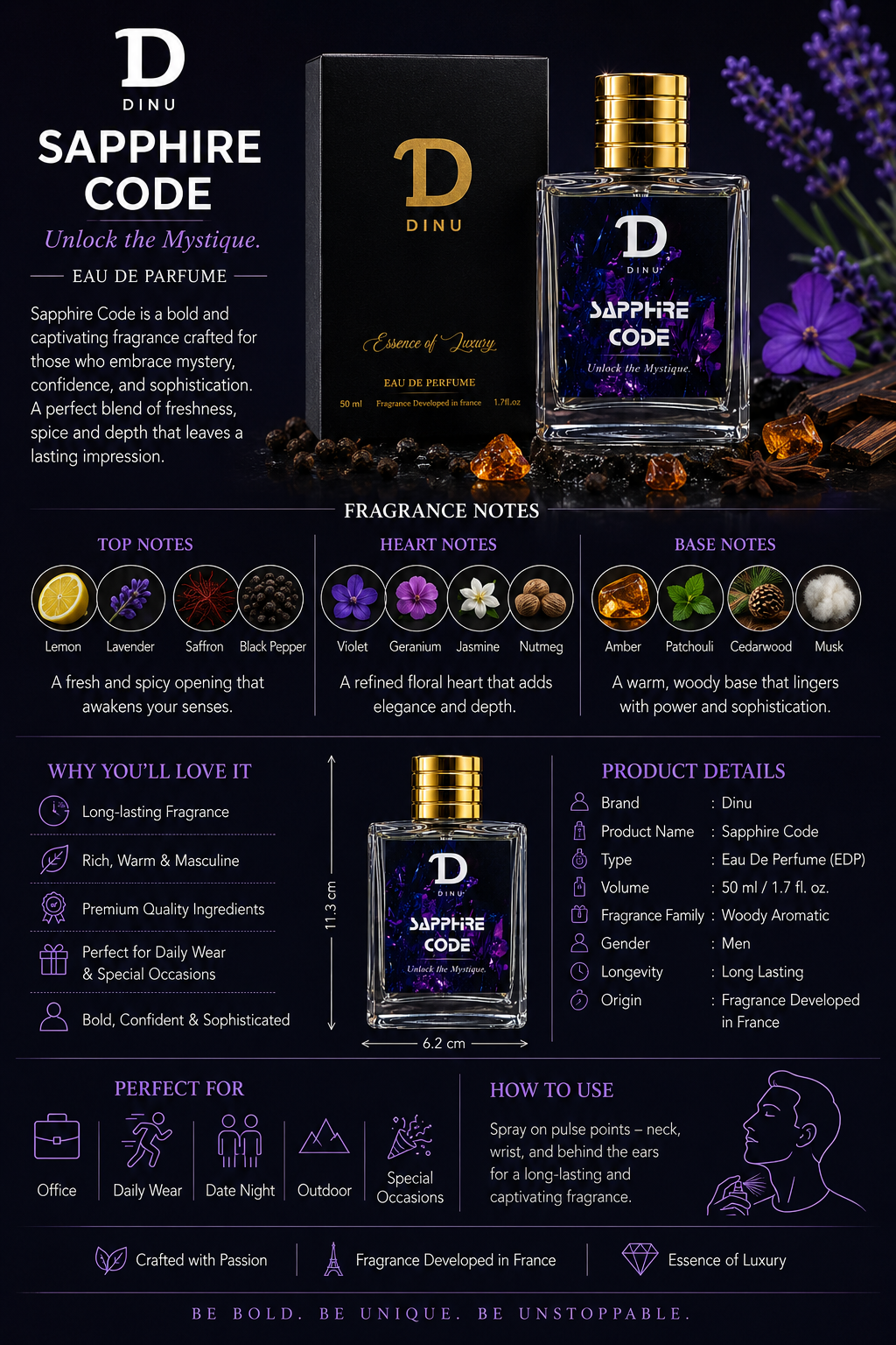 Dinu Sapphire Code Eau De Parfum|50ml